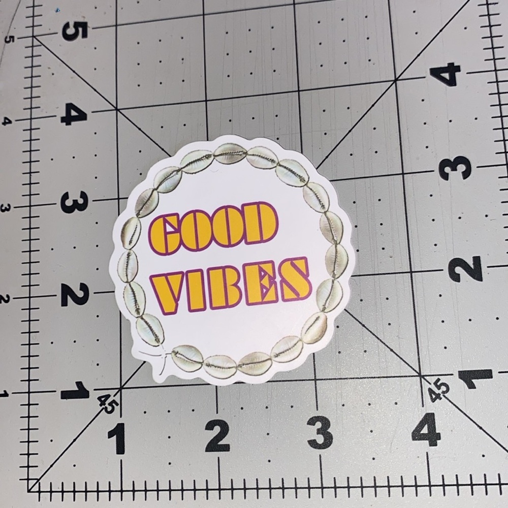 π20/$12π Good Vibes Sticker with Shell Design - Picture 2 of 3
